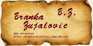 Branka Zujalović vizit kartica